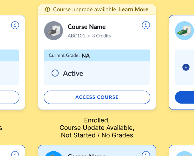Course-card state: Enrolled, Course Update Available
